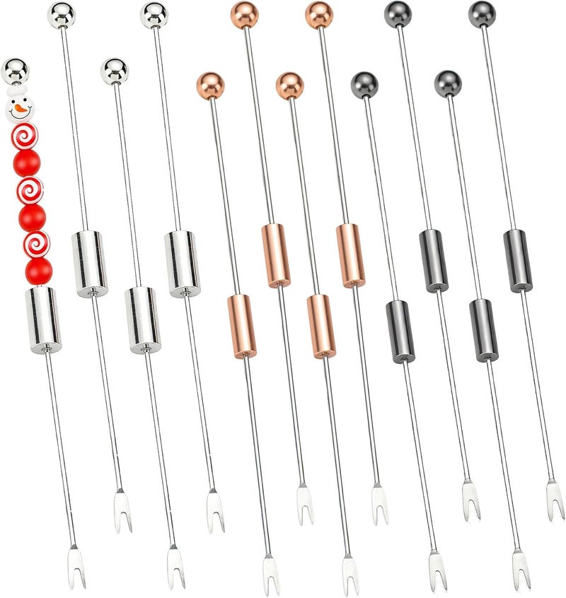 Frinnovan , 12 Packs Beadable Thread Cutter Seam Rippers for Sewing Metal Embroidery Removal Tool Beaded Tag Remover for DIY Craft, Black, Silver, Rose-Gold - Image 1
